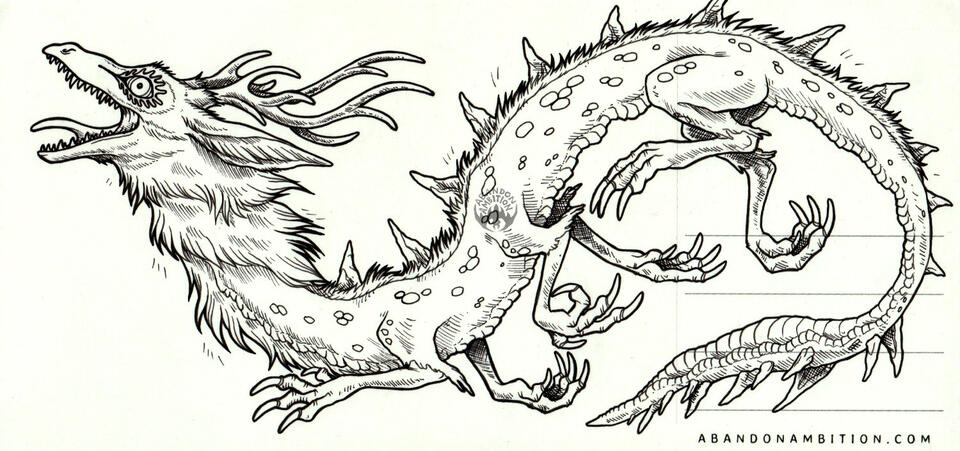 Two bats holding a banner that reads "The canvas dictates teeth and lines, and I obey in its confines"